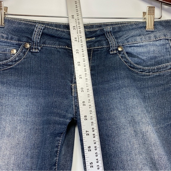 VINTAGE Bongo Jeans Womens Size 7 Blue Low Rise Button Zip Flared Denim Y2K - Picture 8 of 10